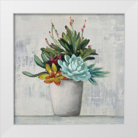 Succulent Still Life I White Modern Wood Framed Art Print by Purinton, Julia