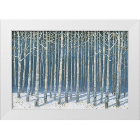 Shimmering Birches White Modern Wood Framed Art Print by Wiens, James