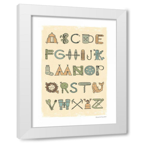 Camping Alphabet White Modern Wood Framed Art Print by Snowdon, Alexandra