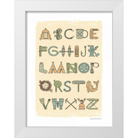 Camping Alphabet White Modern Wood Framed Art Print by Snowdon, Alexandra