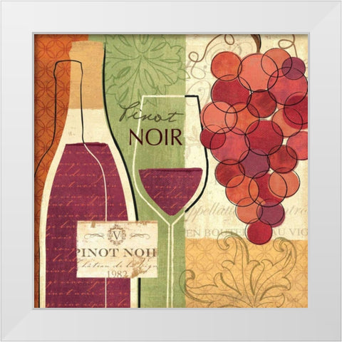 Wine and Grapes I White Modern Wood Framed Art Print by Charron, Veronique