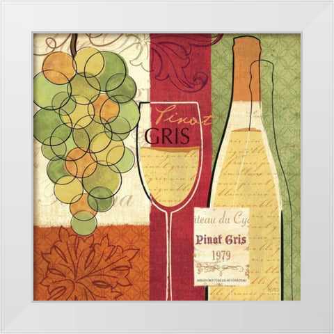 Wine and Grapes II White Modern Wood Framed Art Print by Charron, Veronique
