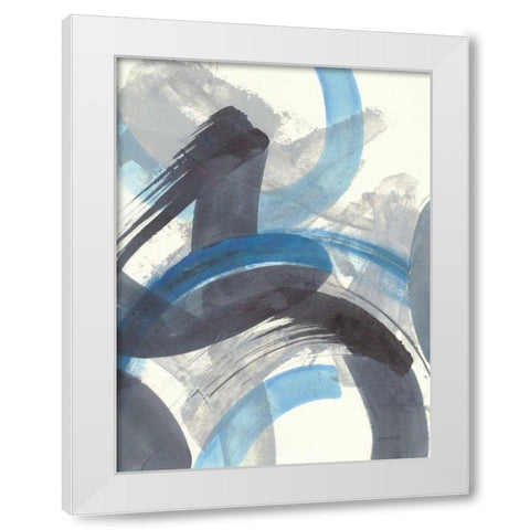 Blue Brushy Abstract II White Modern Wood Framed Art Print by Nai, Danhui