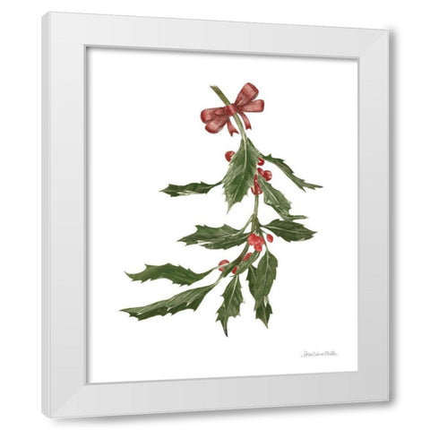 Peace and Joy Holly White Modern Wood Framed Art Print by Miller, Sara Zieve