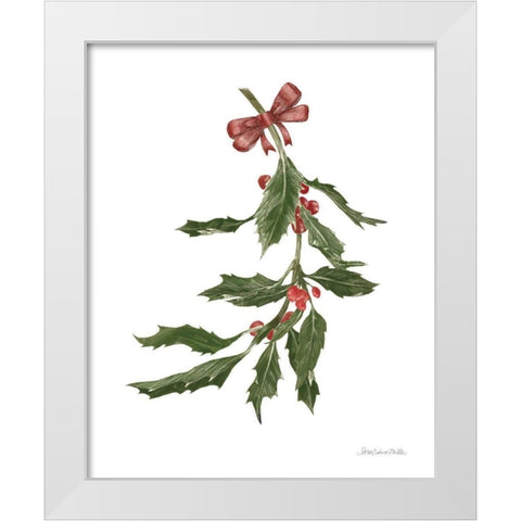 Peace and Joy Holly White Modern Wood Framed Art Print by Miller, Sara Zieve