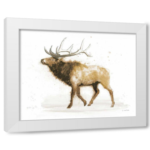 Elk v2 Warm White Modern Wood Framed Art Print by Wiens, James