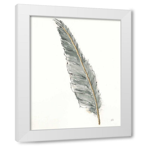 Gold Feathers VI Green White Modern Wood Framed Art Print by Paschke, Chris