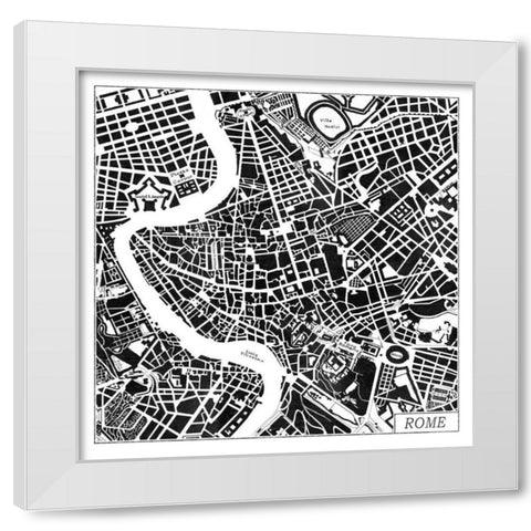Rome Map Black White Modern Wood Framed Art Print by Marshall, Laura