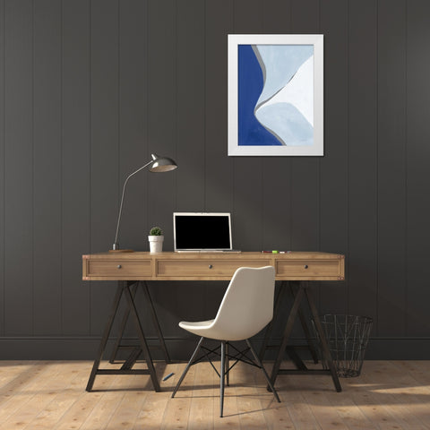 Retro Abstract III Blue White Modern Wood Framed Art Print by Nai, Danhui