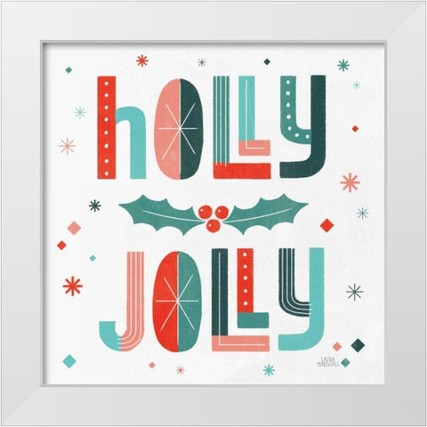 Retro Holiday V White Modern Wood Framed Art Print by Marshall, Laura