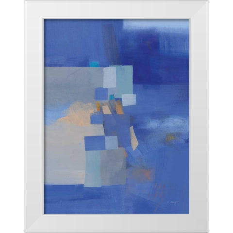 Blue Dawn White Modern Wood Framed Art Print by Maye, Jo