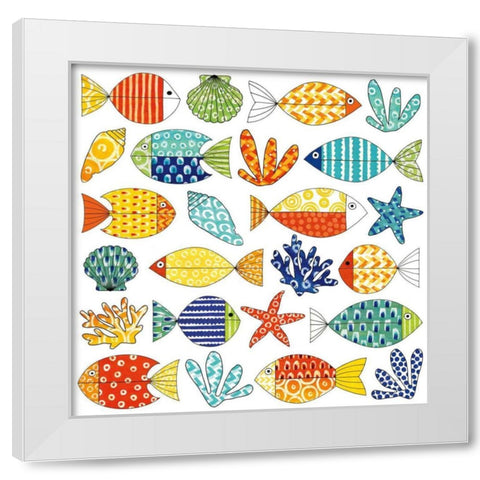 Fish Tale III White Modern Wood Framed Art Print by Green, Nancy