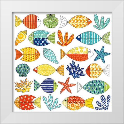 Fish Tale III White Modern Wood Framed Art Print by Green, Nancy