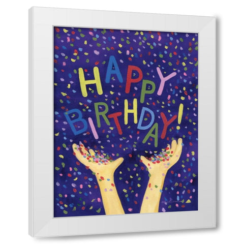 Happy Birthday Hooray White Modern Wood Framed Art Print by McKenna, Kathleen Parr