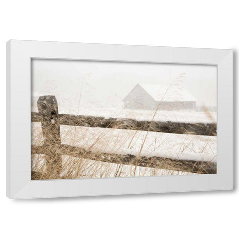 Snowy Day White Modern Wood Framed Art Print by Aledanda