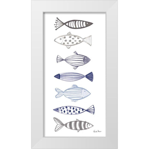 A School of Fish II White Modern Wood Framed Art Print by Zaman, Farida