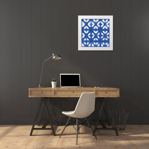 Aquarelle Blue Square V White Modern Wood Framed Art Print by Green, Nancy