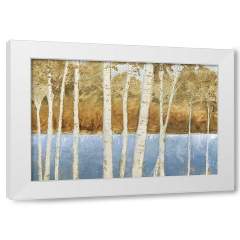 Lakeside Birches White Modern Wood Framed Art Print by Wiens, James