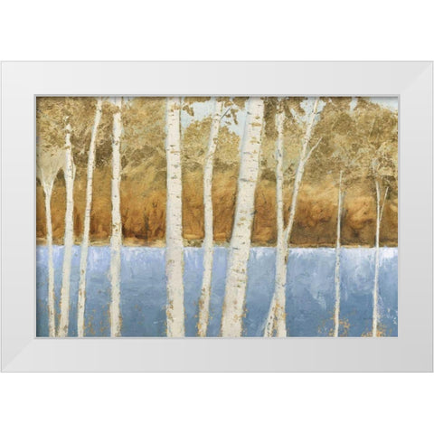 Lakeside Birches White Modern Wood Framed Art Print by Wiens, James