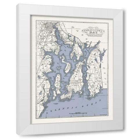 Narragansett Bay Map II White Modern Wood Framed Art Print by Wild Apple Portfolio