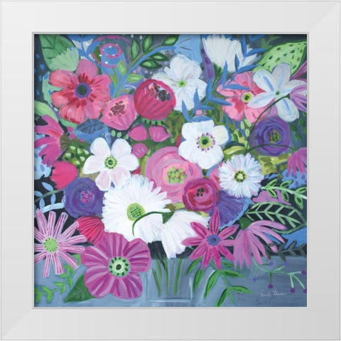 Jungle of Florals White Modern Wood Framed Art Print by Zaman, Farida