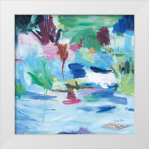 Lake Abstract White Modern Wood Framed Art Print by Zaman, Farida