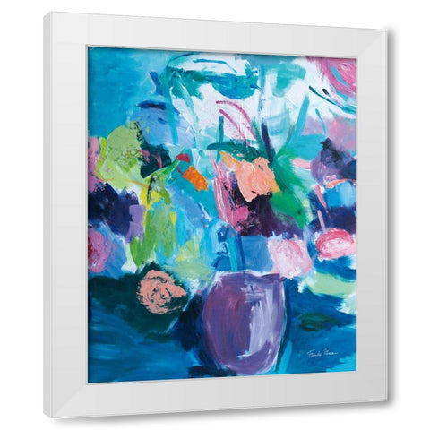 Plum Floral Abstract White Modern Wood Framed Art Print by Zaman, Farida