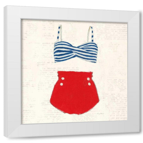 Retro Swimwear IV Newsprint Sq White Modern Wood Framed Art Print by Adams, Emily