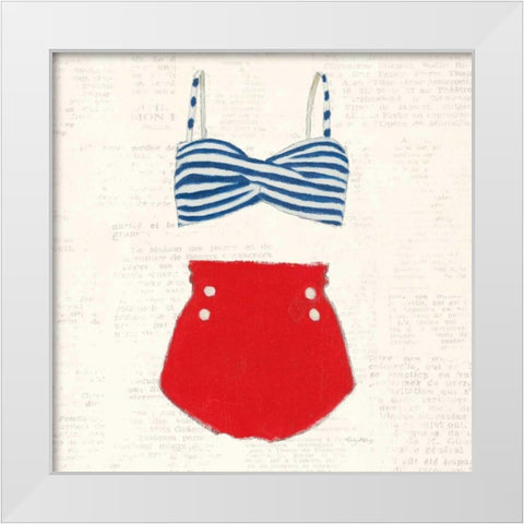 Retro Swimwear IV Newsprint Sq White Modern Wood Framed Art Print by Adams, Emily