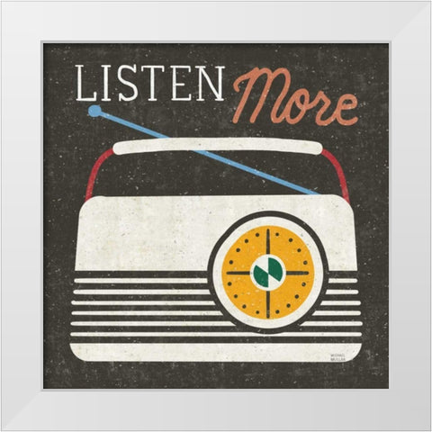 Retro Desktop Radio v2 White Modern Wood Framed Art Print by Mullan, Michael
