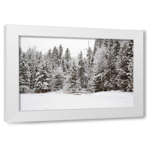 Over the Bridge White Modern Wood Framed Art Print by Aledanda