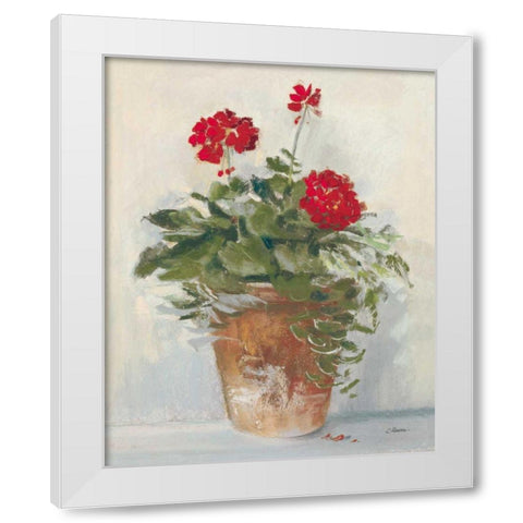 Potted Geraniums II Light White Modern Wood Framed Art Print by Rowan, Carol