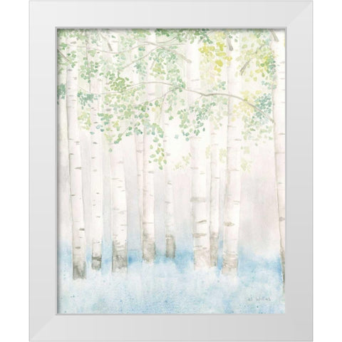 Soft Birches II White Modern Wood Framed Art Print by Wiens, James