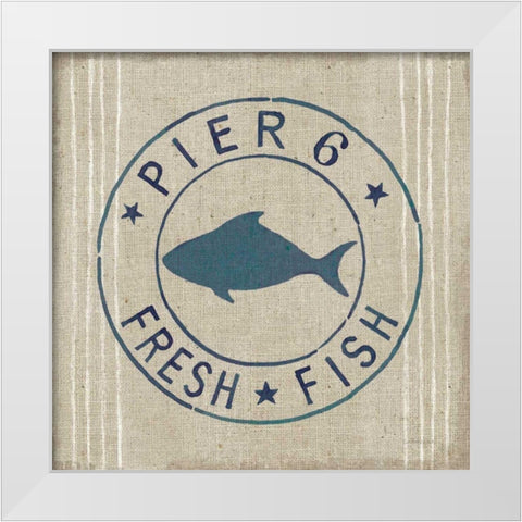 Floursack Nautical VIII Fish Burlap White Modern Wood Framed Art Print by Nai, Danhui