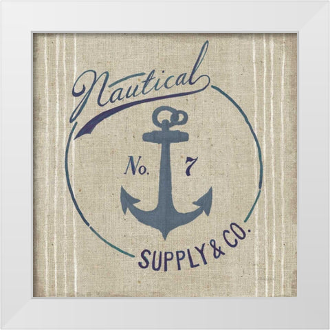 Floursack Nautical IX Burlap White Modern Wood Framed Art Print by Nai, Danhui