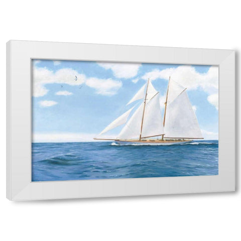 Majestic Sailboat White Sails White Modern Wood Framed Art Print by Wiens, James