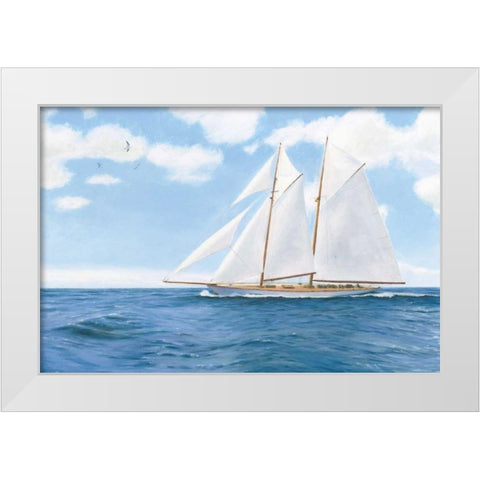 Majestic Sailboat White Sails White Modern Wood Framed Art Print by Wiens, James