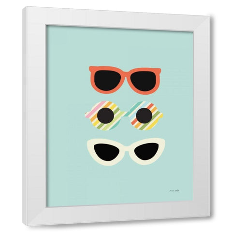 Glamour Sunglasses White Modern Wood Framed Art Print by Kelle, Ann