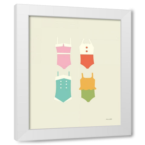 Summer Bathing Suits White Modern Wood Framed Art Print by Kelle, Ann