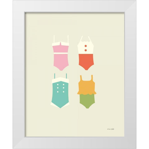 Summer Bathing Suits White Modern Wood Framed Art Print by Kelle, Ann
