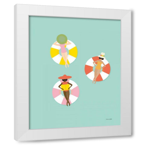 Floating in the Pool White Modern Wood Framed Art Print by Kelle, Ann
