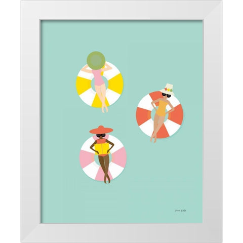 Floating in the Pool White Modern Wood Framed Art Print by Kelle, Ann