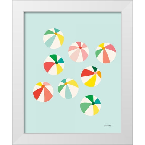 Beach Umbrellas White Modern Wood Framed Art Print by Kelle, Ann