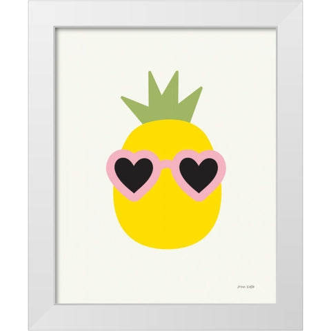 Sunny Pineapple White Modern Wood Framed Art Print by Kelle, Ann