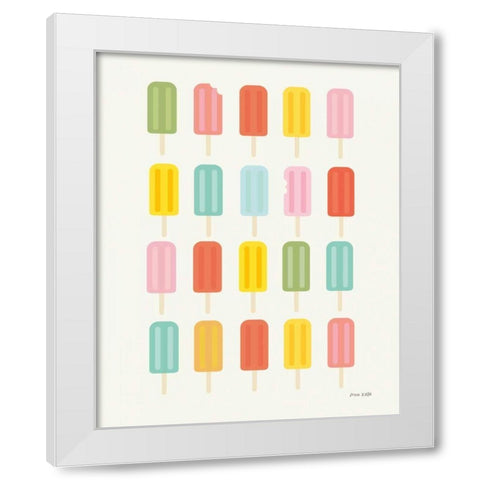 Colorful Popsicles White Modern Wood Framed Art Print by Kelle, Ann