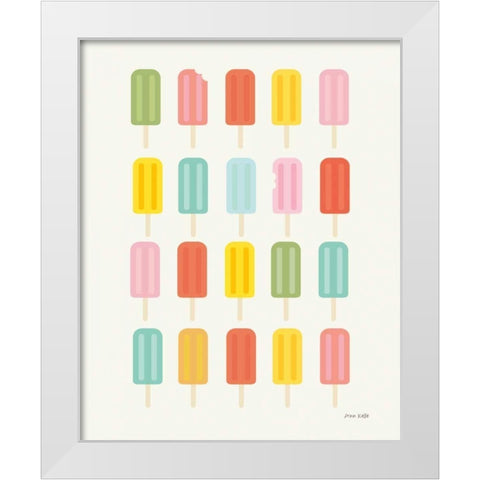 Colorful Popsicles White Modern Wood Framed Art Print by Kelle, Ann