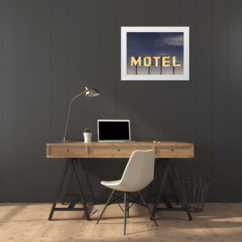 Beach Motel White Modern Wood Framed Art Print by Eichman, Andre