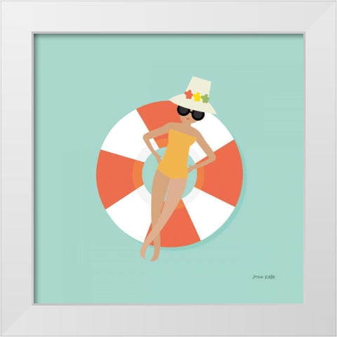 Floating in the Pool Tube II White Modern Wood Framed Art Print by Kelle, Ann