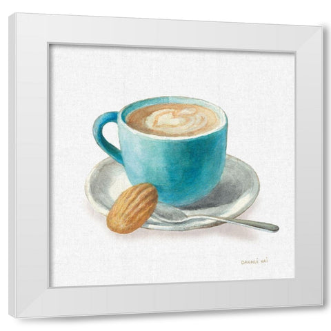 Wake Me Up Coffee I Linen White Modern Wood Framed Art Print by Nai, Danhui