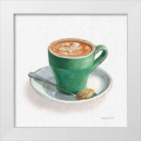 Wake Me Up Coffee II Linen White Modern Wood Framed Art Print by Nai, Danhui